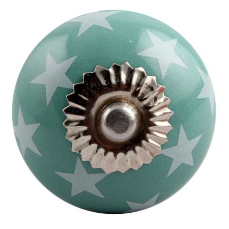  Sea Green Star Ceramic Cabinet Knob
